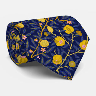 Elegant Fresh Blue Lemon vines pattern Tie