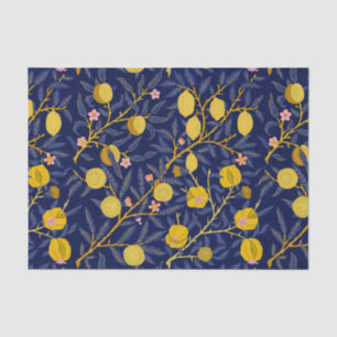 Elegant Fresh Blue Lemon vines pattern Tissue Paper