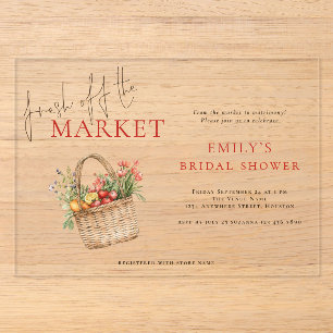 Elegant Fresh off the Market Bridal Shower Acrylic Invitations
