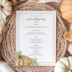 Elegant Friendsgiving Dinner Fall Pumpkin Menu