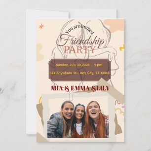 Elegant Friendship Party Celebration with Photo Invitation
