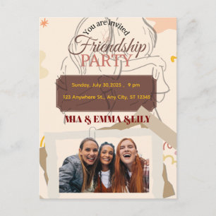 Elegant Friendship Party Celebration with Photo Invitation Postcard