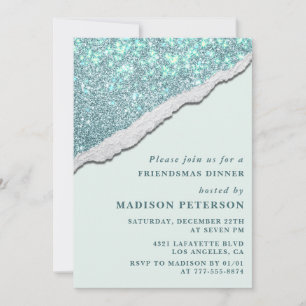 Elegant Friendsmas invitations Dinner Glam Glitter