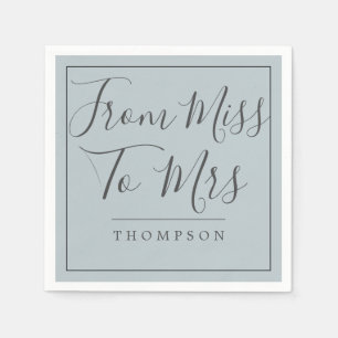 Elegant From Miss to Mrs Bridal Shower Blue Paper Napkin