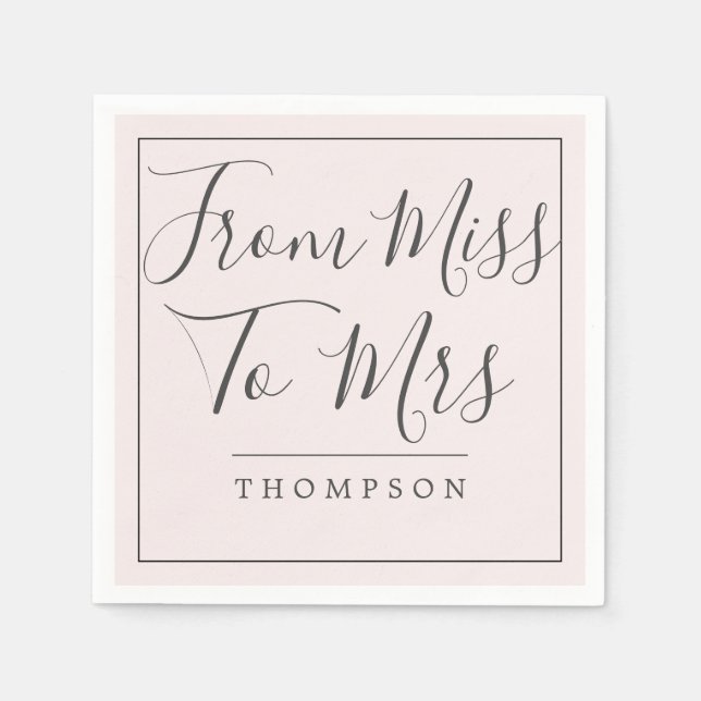 Elegant From Miss to Mrs Bridal Shower Blush Paper Napkin (Front)