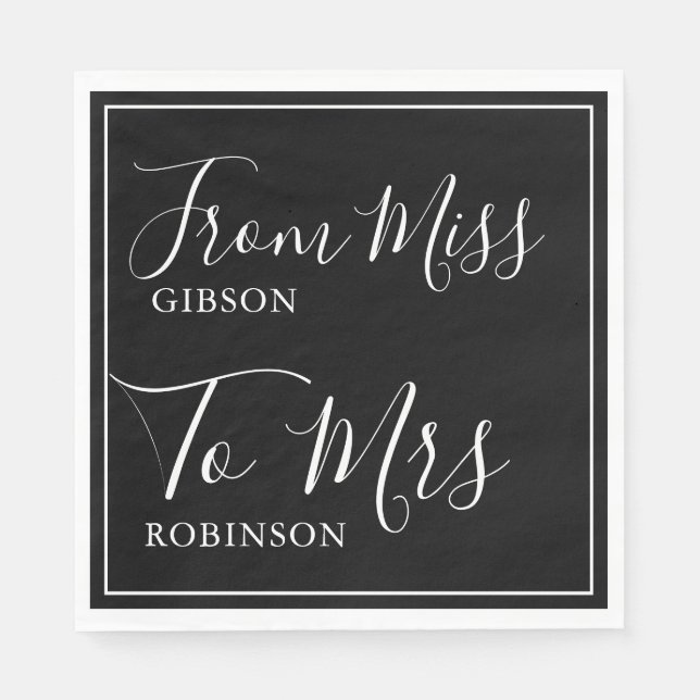 Elegant From Miss to Mrs Bridal Shower  Napkin (Front)