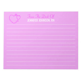 Elegant From The Desk Of Nurse Stethoscope Name Notepad