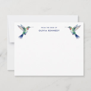 Elegant From the Desk of Personalized Hummingbird Card
