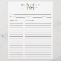 Elegant From the Kitchen of Gold Monogram Recipe