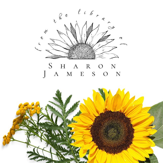 Elegant From the Library of Custom Name Sunflower Self-inking Stamp (Creator Uploaded)