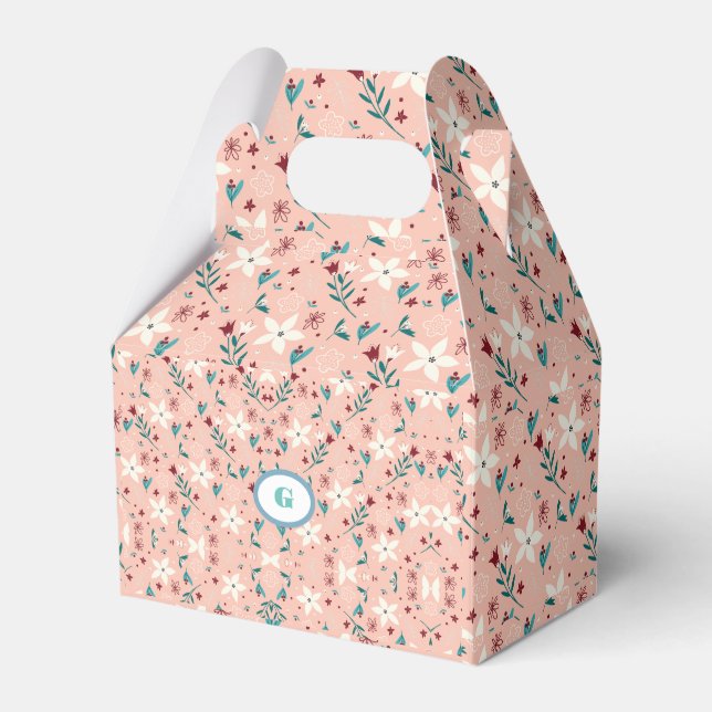 Elegant  froral  Pink   Favor Box (Front Side)