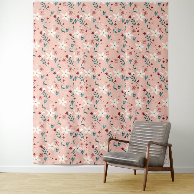 Elegant  froral  Pink Tapestry (In Situ)
