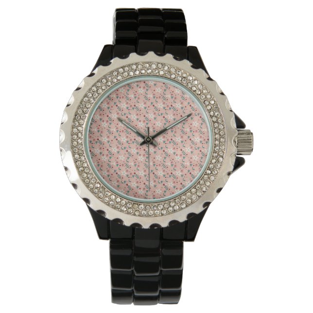 Elegant  froral  Pink Watch (Front)
