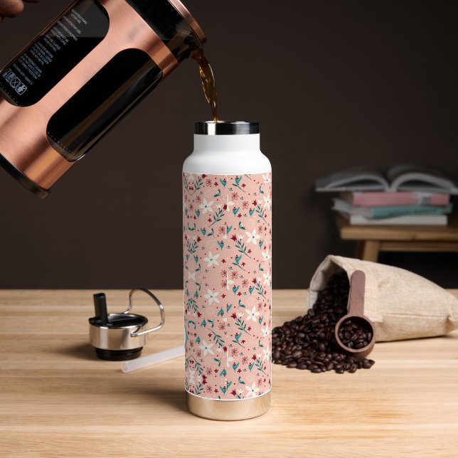 Elegant  froral  Pink   Water Bottle (Coffee)