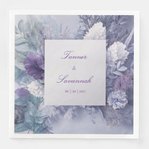 Elegant Frosted Lavender Floral Wedding  Napkin