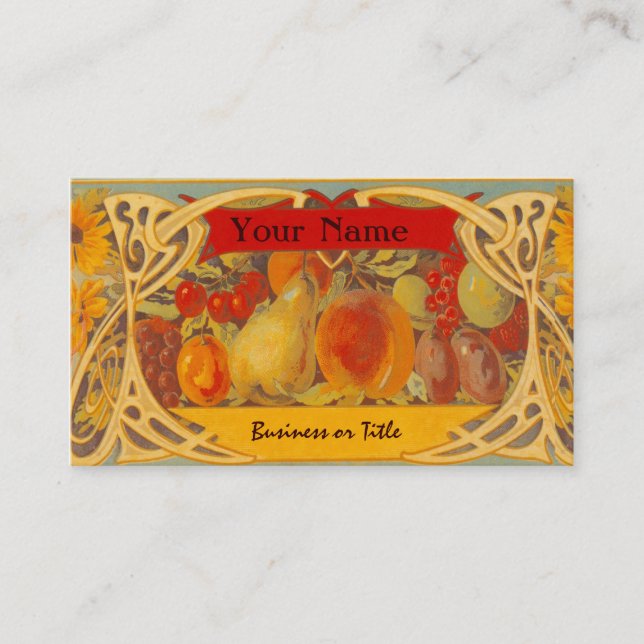 Elegant Fruit Label Design Business Cards (Front)