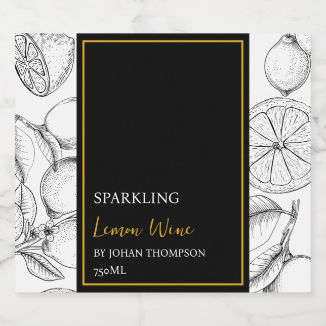 Elegant Fruit Sparkling Lemon Lime Wine Label (Single Label)