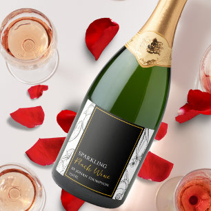 Élégant Fruit Sparkling Peach Vin Étiquette noir