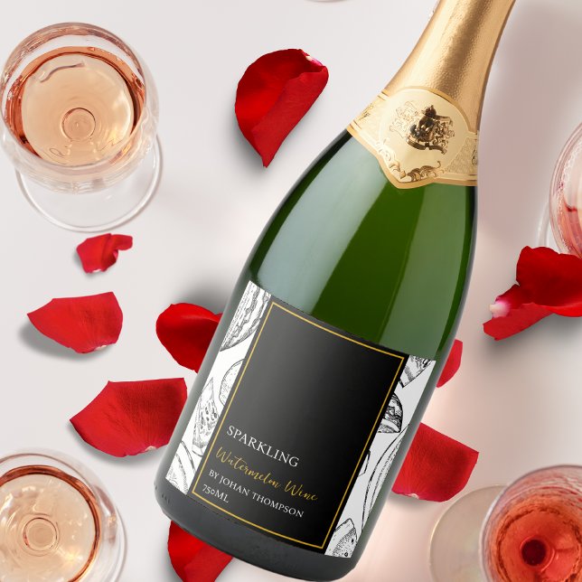 Elegant Fruit Sparkling Watermelon Wine Label (Creator Uploaded)