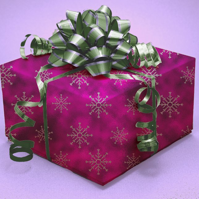 Elegant fuchsia Christmas snowflakes holidays Wrapping Paper (Creator Uploaded)
