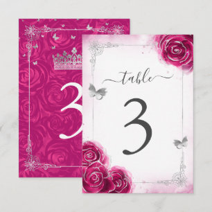 Elégant Fuchsia Modèle Cartes Numéro de table