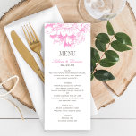 Elegant Fuchsia Pink and Grey Floral Peony Wedding Menu<br><div class="desc">Elegant and romantic style peony wedding dinner menu card design in fuchsia pink and pewter grey colour scheme.</div>