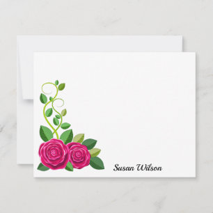 Elegant Fuchsia Pink Rose Flower Card