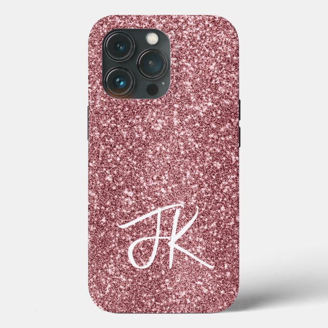 Elegant Full Pink Glitter Custom monogrammed Case-Mate iPhone Case (Back)