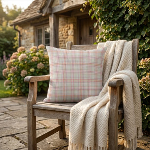 Elegant Fun, Classic Pink 'n Green Geometric Plaid Throw Pillow