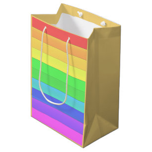 Elegant & Fun Colourful Rainbow Stripes Medium Gift Bag