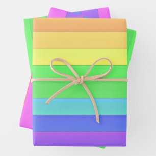 Elegant & Fun Colourful Rainbow Stripes Wrapping Paper Sheet