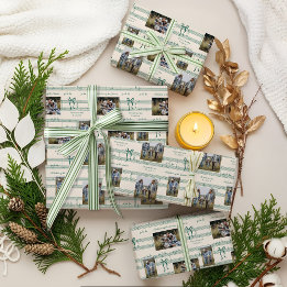 Elegant Fun Fa La Bow Vintage Music Photo Collage Wrapping Paper Sheet