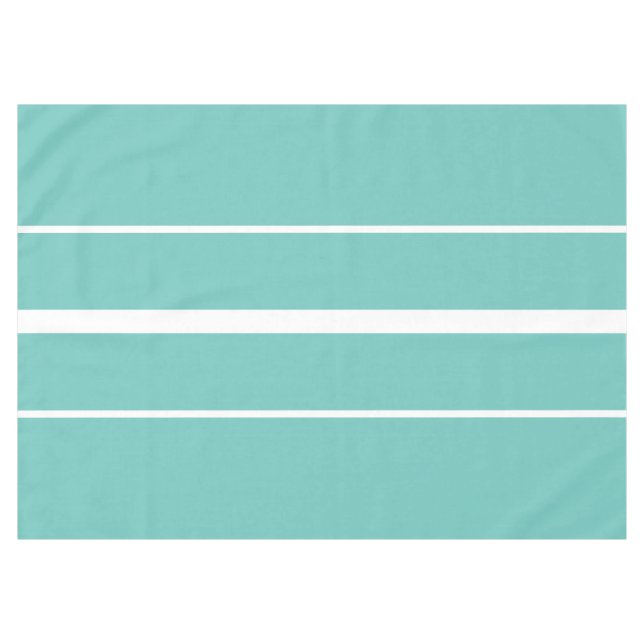 Elegant Fun Light Teal Blue White Racing Stripes Tablecloth (Front (Horizontal))