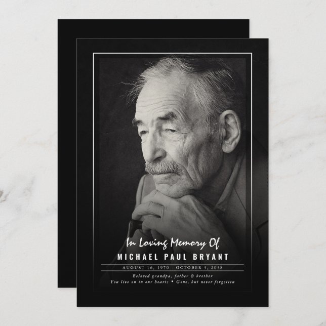 Elegant Funeral Ceremony Programs With Photo (Front/Back)