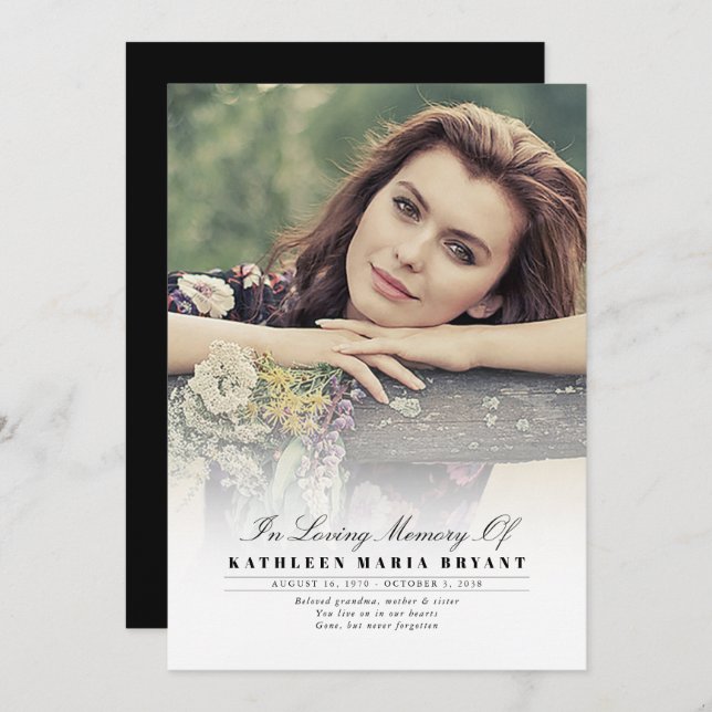 Elegant Funeral Ceremony Programs With Photo (Front/Back)