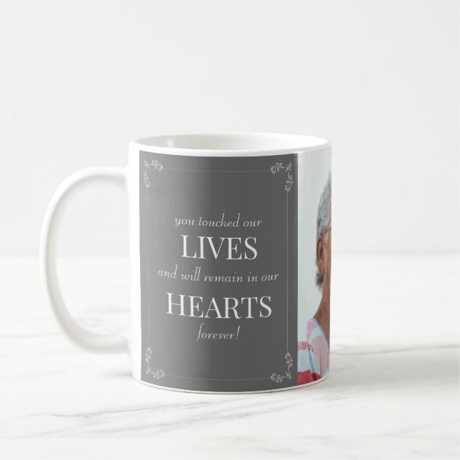 Elegant Funeral Grey Tribute In Loving Memory  Coffee Mug (Left)