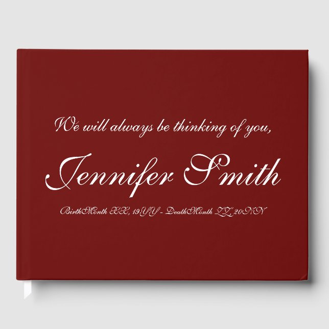 Elegant Funeral Guestbook (Front)