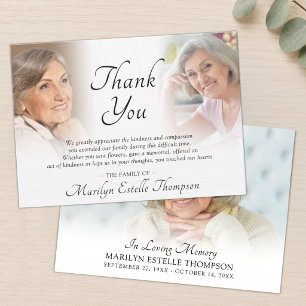 Elegant Funeral Memorial 3 Photos Thank You Card