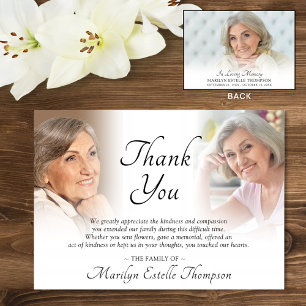 Elegant Funeral Memorial 3 Photos Thank You Card