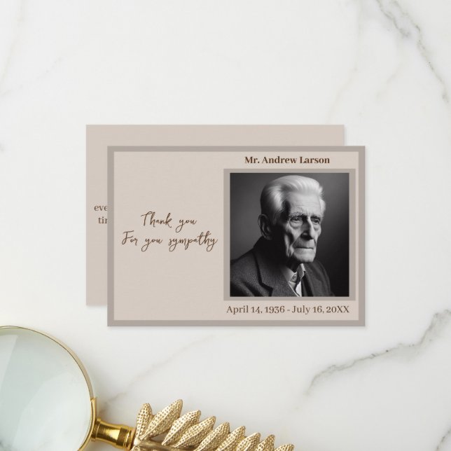 Elegant Funeral Memorial From Family  Thank You Card (Front/Back In Situ)