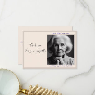 Elegant  Funeral Memorial From Family Thank You Card