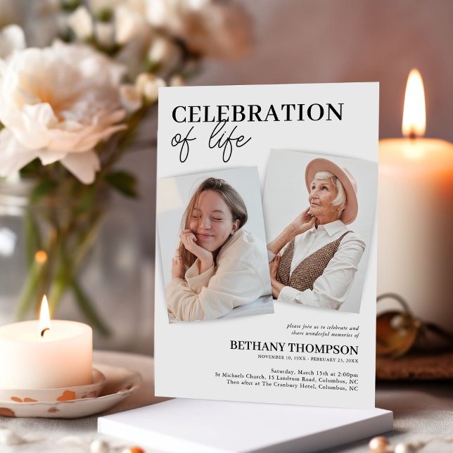 Elegant Funeral Memorial Photo Invitation (Creator Uploaded)