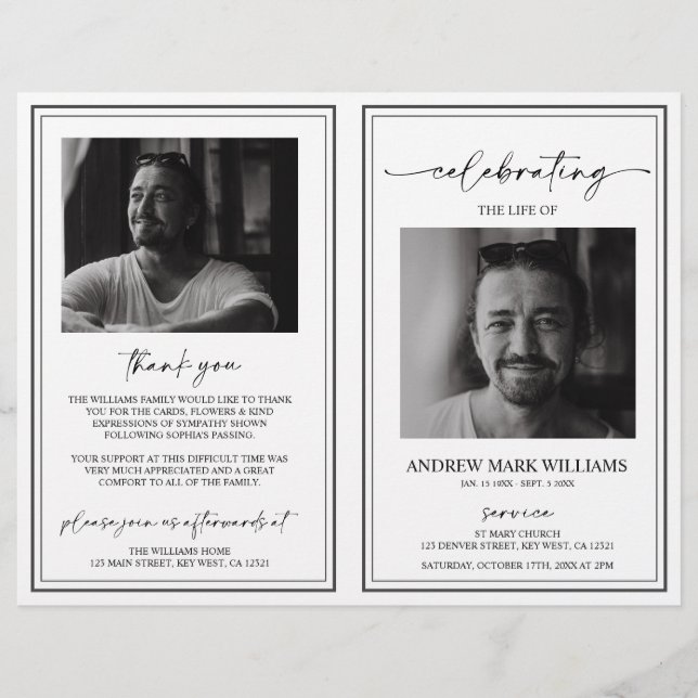 Elegant Funeral Order of Service Folded Program (Front)