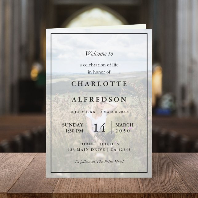 Elegant Funeral | Order of Service Memorial Photo Program (Creator Uploaded)