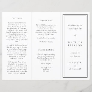 Elegant Funeral   Order of Service Trifold Program