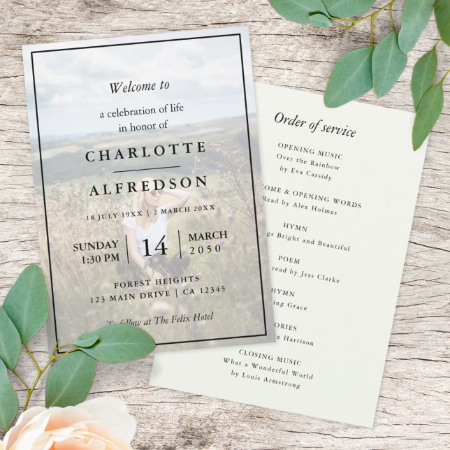 Elegant Funeral | Photo Order of Service Memorial Program (Creator Uploaded)