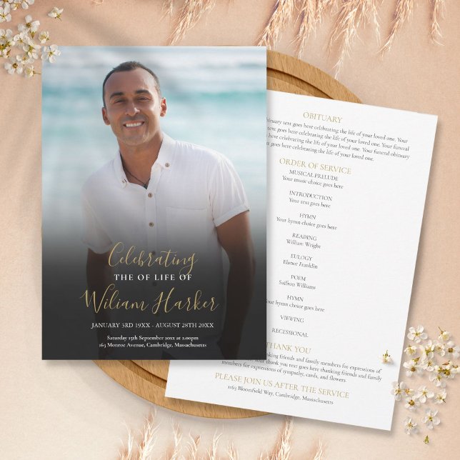 Elegant Funeral Photo Order Of Service Program (Creator Uploaded)