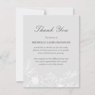 Elegant Funeral Thank You Note Silver Magnolia Card