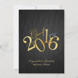 Elegant Funky Gold Class of 2016 Graduation Invitation