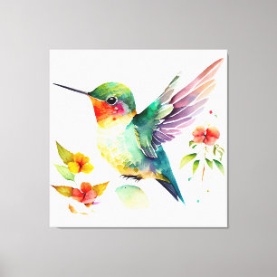 Elegant Funny Cute Hummingbird for Bird Lovers on Canvas Print